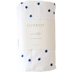 Alimrose - Muslin Swaddle - Navy Stars